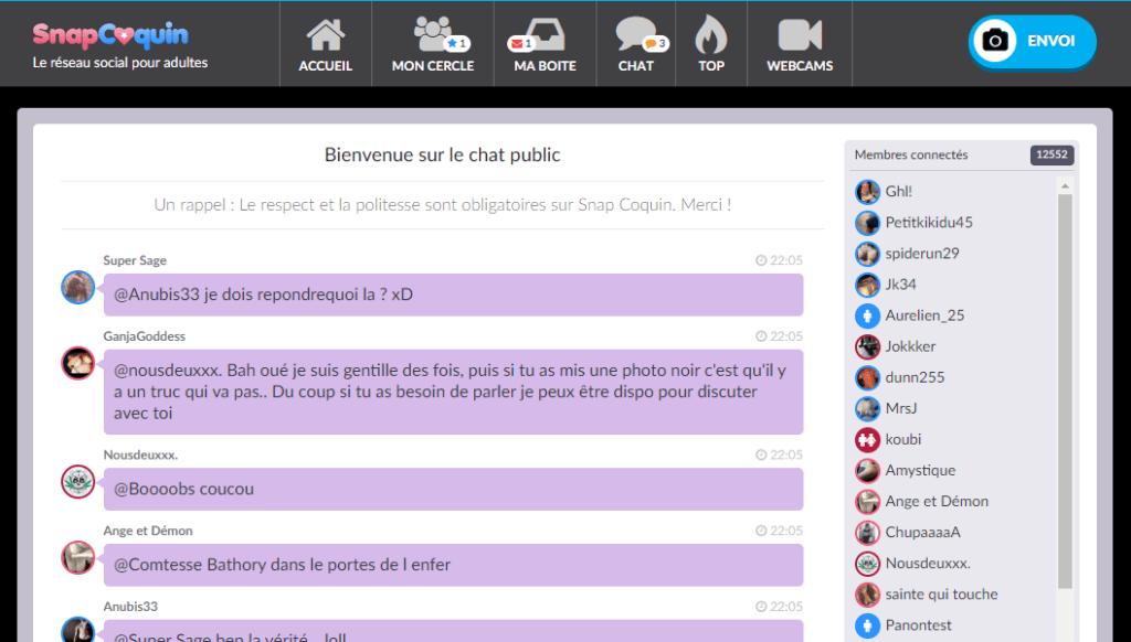 chat public snapcoquin