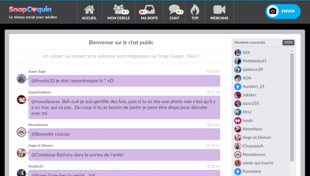 chat public snapcoquin